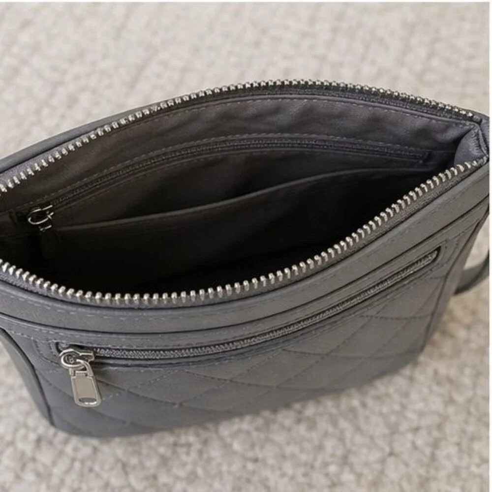 Gray Quilted Crossbody Bag